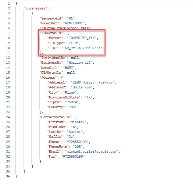 TIN tokenization flow